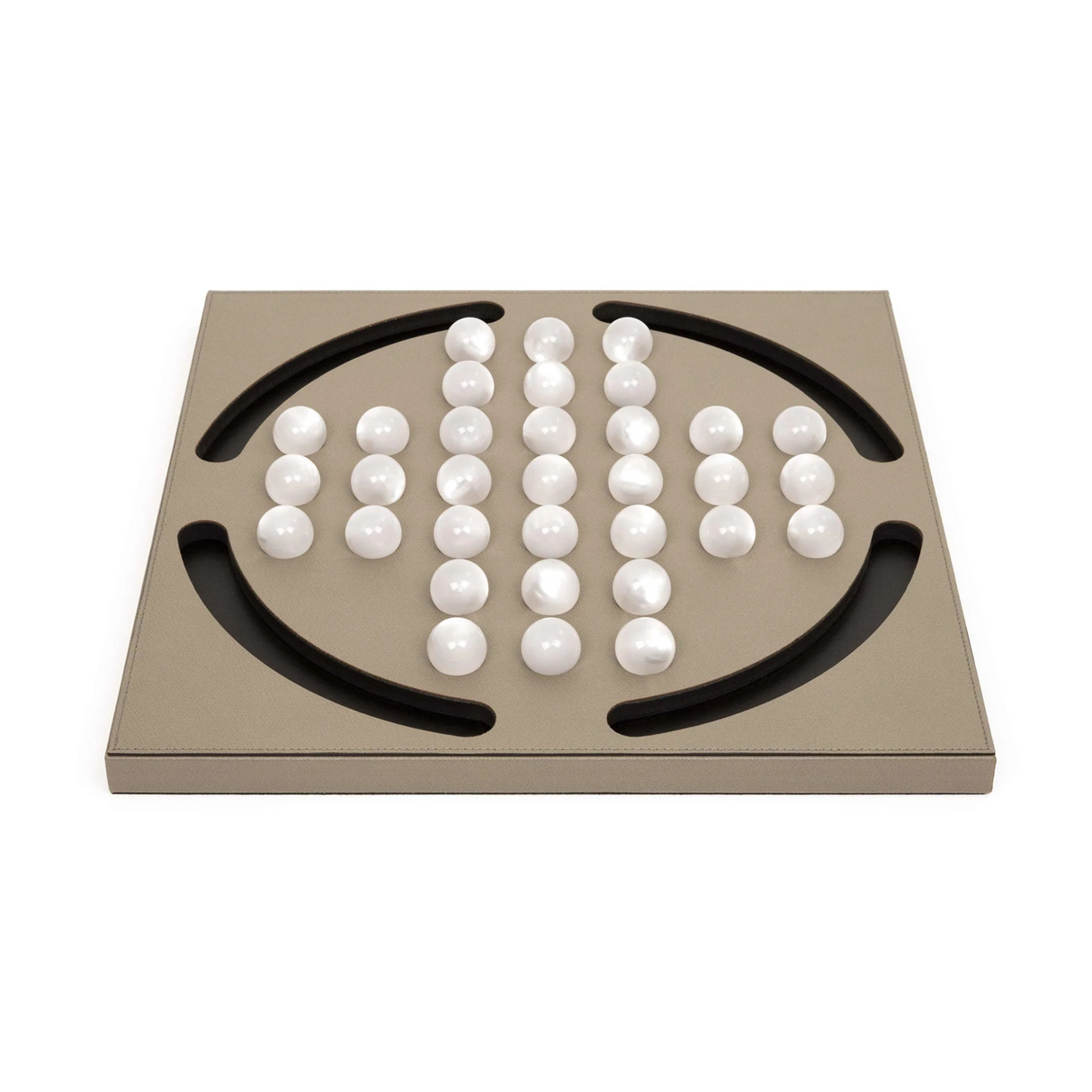 Pearl Pawns Leather Board Game | Pinetti Peg Solitaire | OROA.com