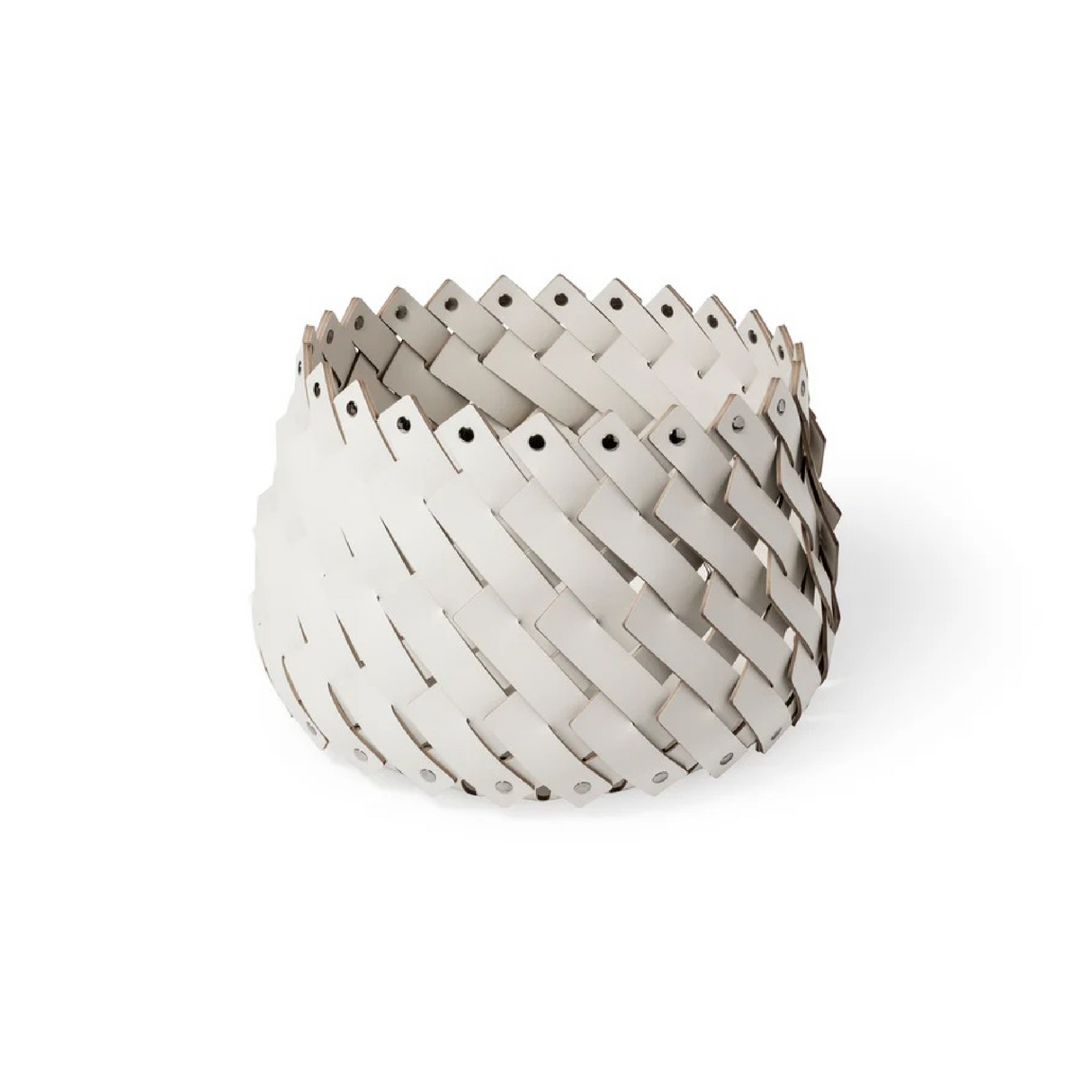 Leather Strips Round Basket S | Pinetti Almeria | OROA.com