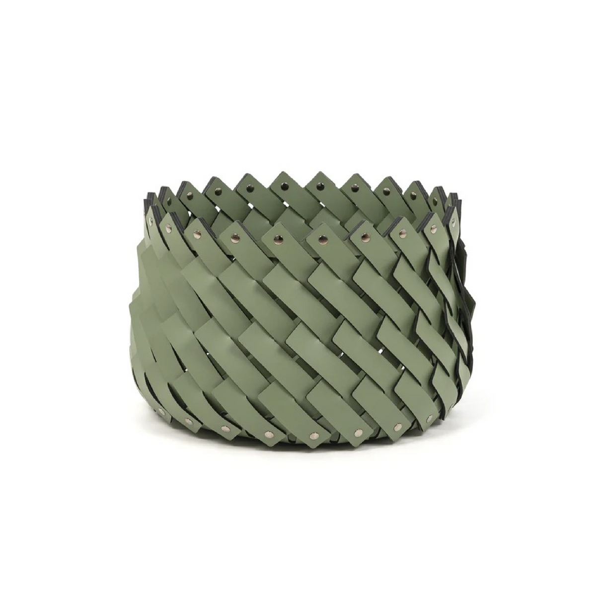 Leather Strips Round Basket S | Pinetti Almeria | OROA.com