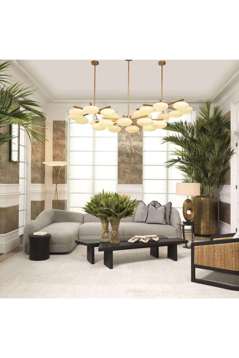 Elliptical White Glass Chandelier | Eichholtz Evergreen | Oroa.com