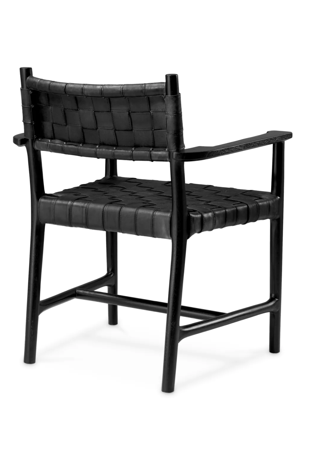 Woven Black Leather Dining Armchair | Eichholtz Tiberio | Oroa.com