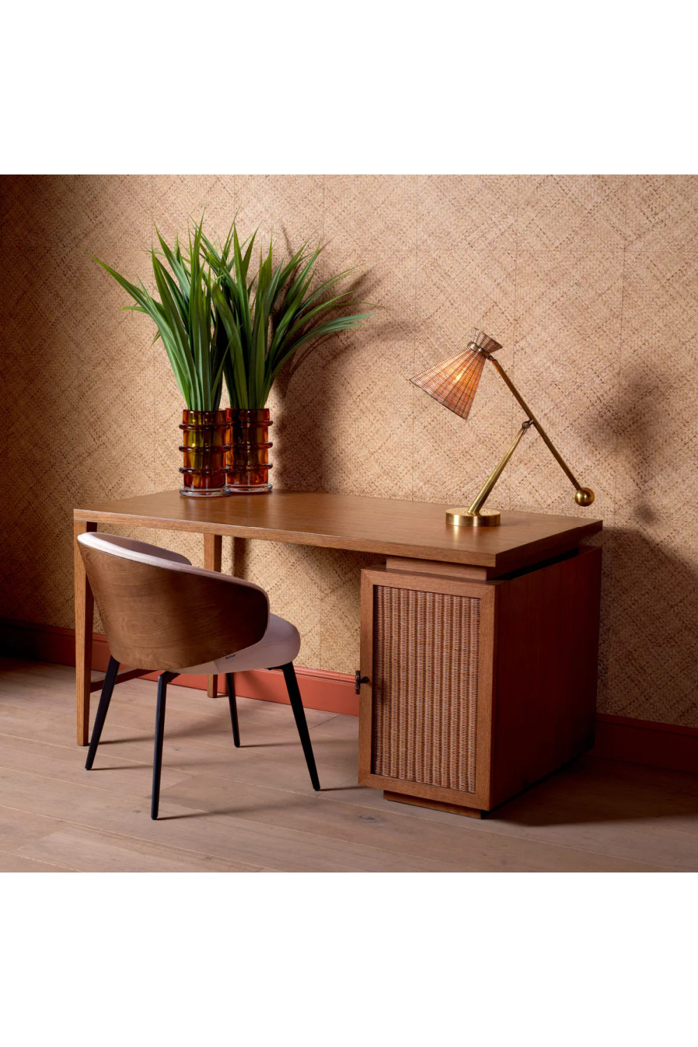 Rattan Door Wooden Desk | Eichholtz Borchard | Oroa.com