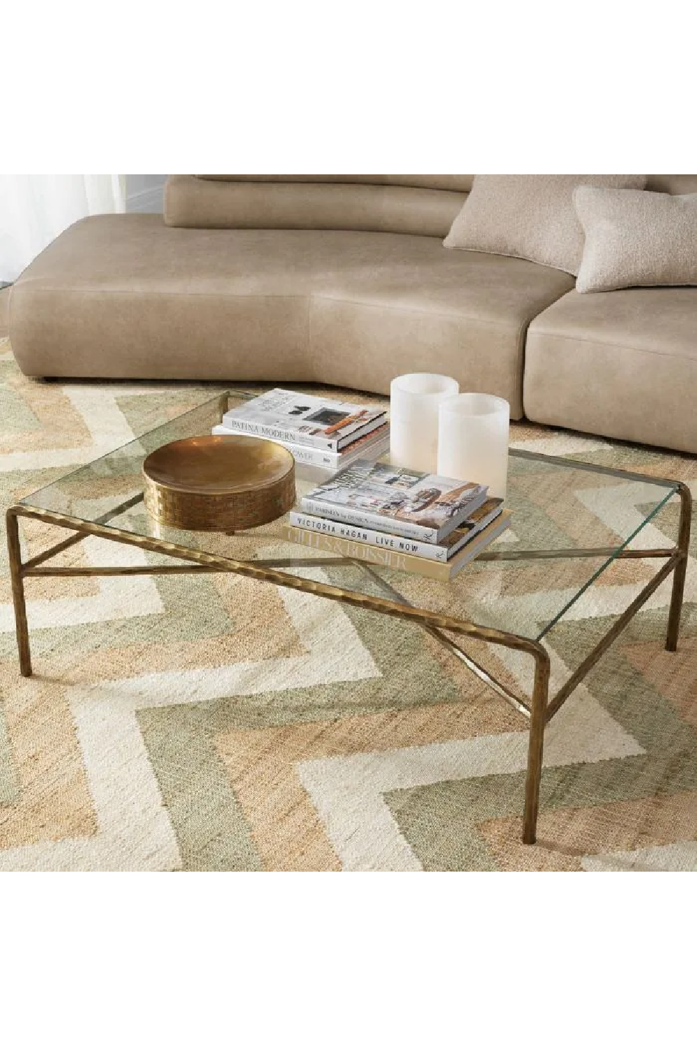 Vintage Brass Framed Coffee Table | Eichholtz Xandria | Oroa.com
