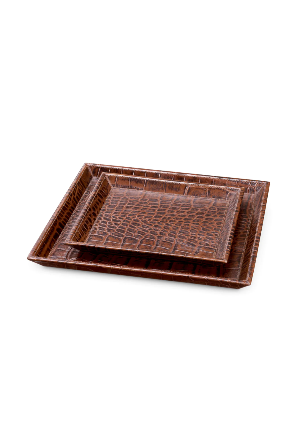 Croco Black Leather Tray Set (2) | Eichholtz Scaleo | Oroa.com