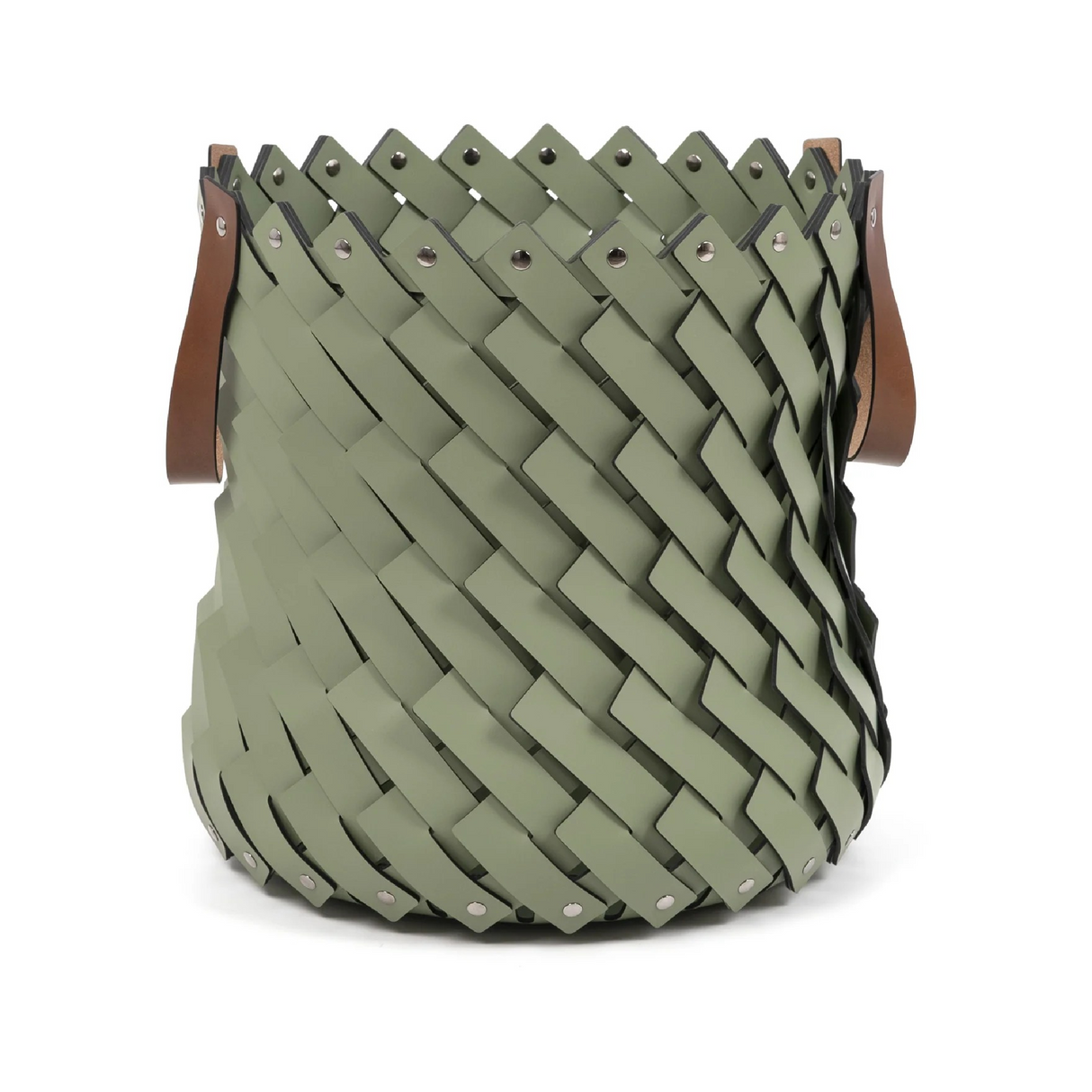 Leather Strips Basket with Handles M | Pinetti Almeria | OROA.com