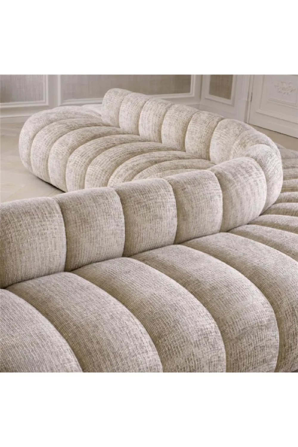 Beige Channeled Curved Sofa | Eichholtz Alison | Oroa.com