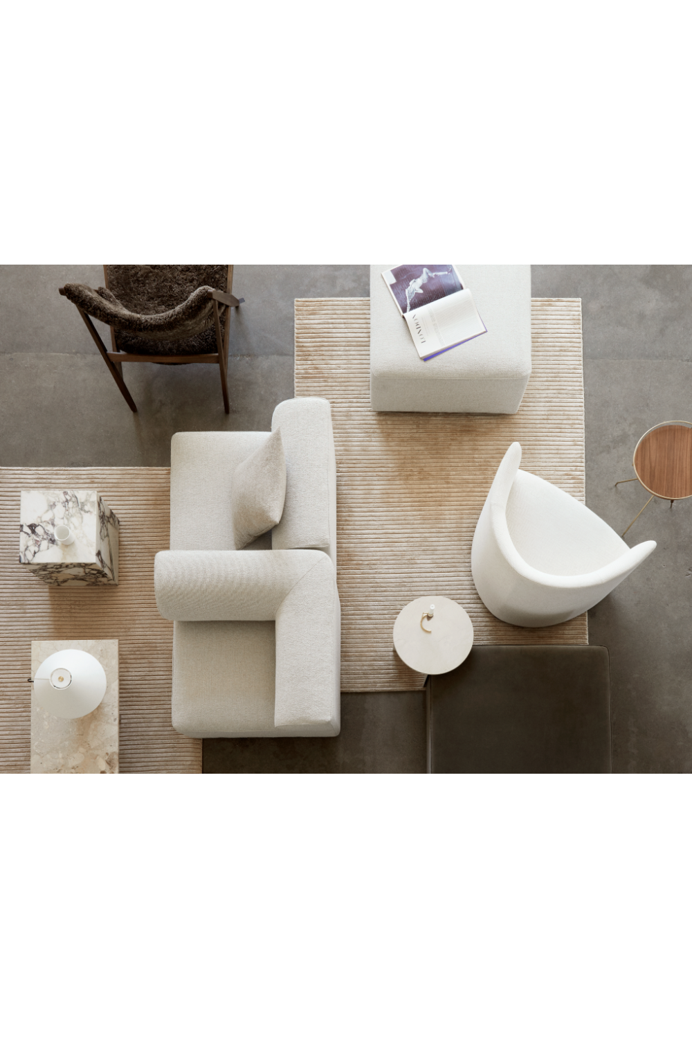 Beige Ribbed Fabric Rug | Audo Copenhagen Houkime | Oroa.com