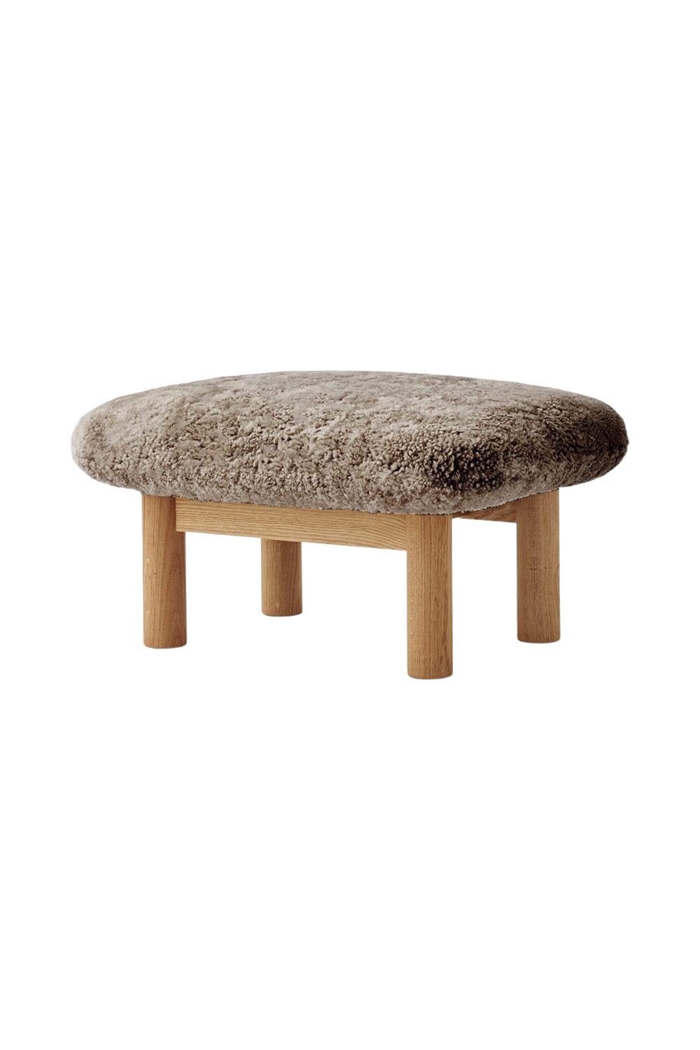 Wooden Leg Sheepskin Ottoman | Audo Copenhagen Brasilia | Oroa.com