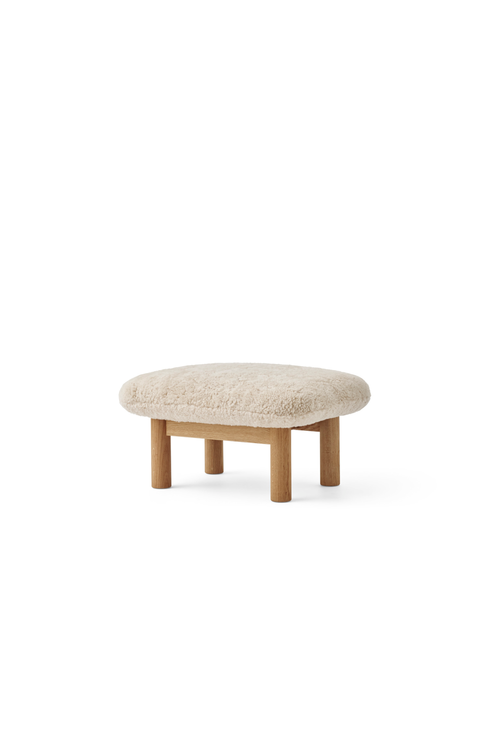 Wooden Leg Sheepskin Ottoman | Audo Copenhagen Brasilia | Oroa.com