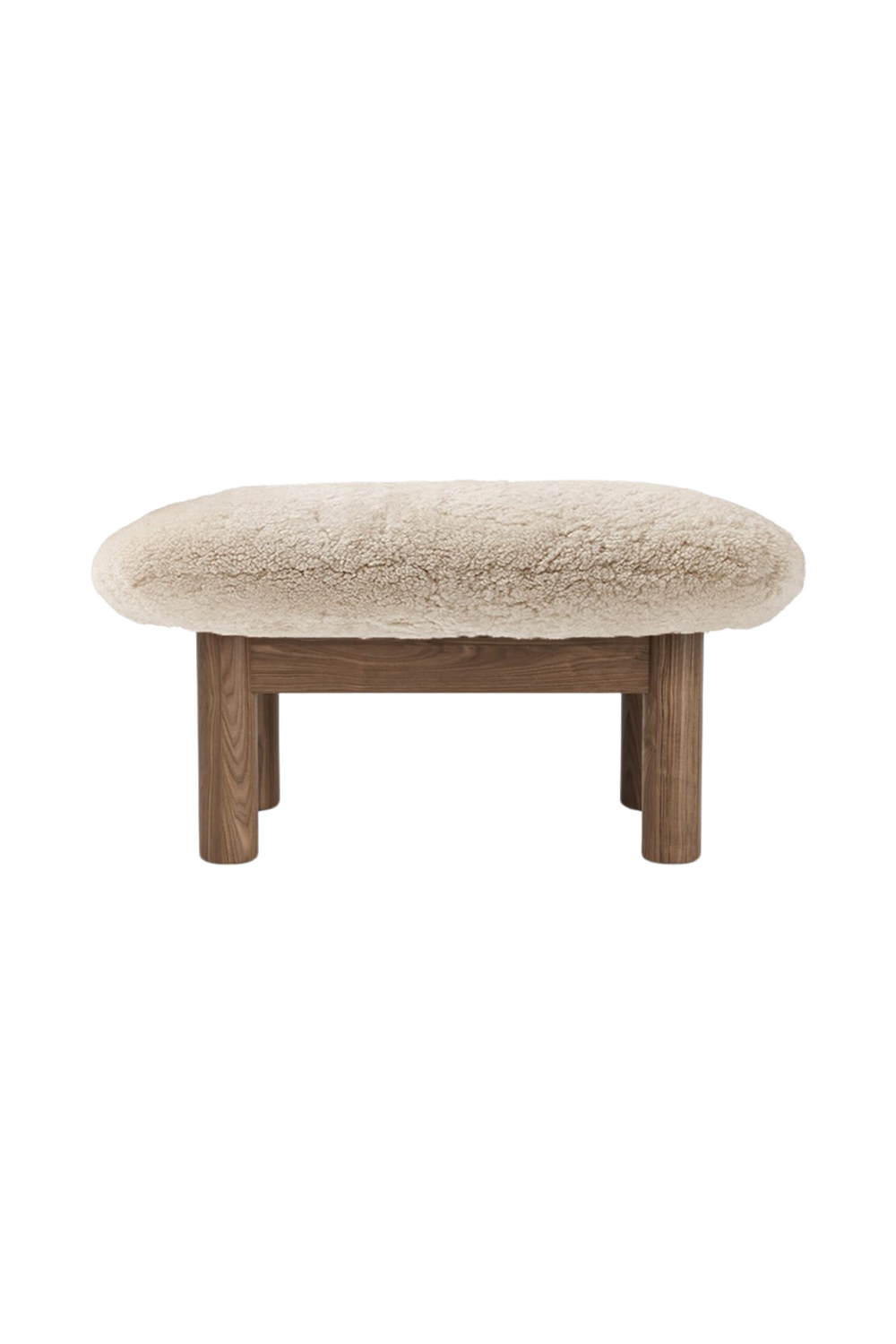 Wooden Leg Sheepskin Ottoman | Audo Copenhagen Brasilia | Oroa.com