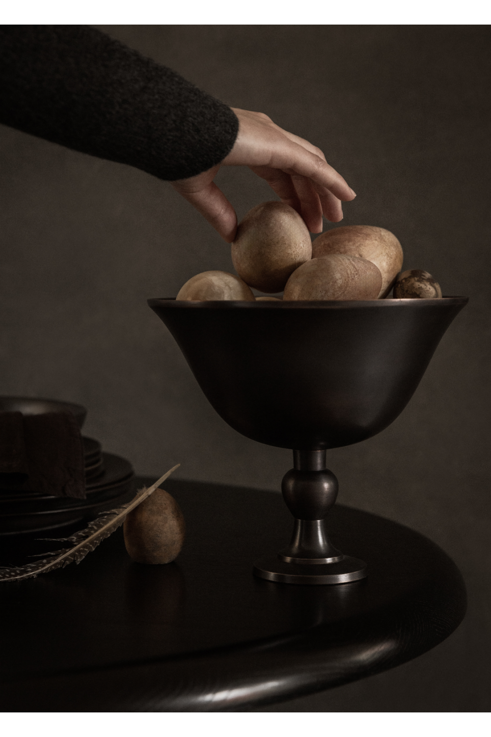 Brown Bronzed Footed Bowl | Audo Copenhagen Pavot | Oroa.com