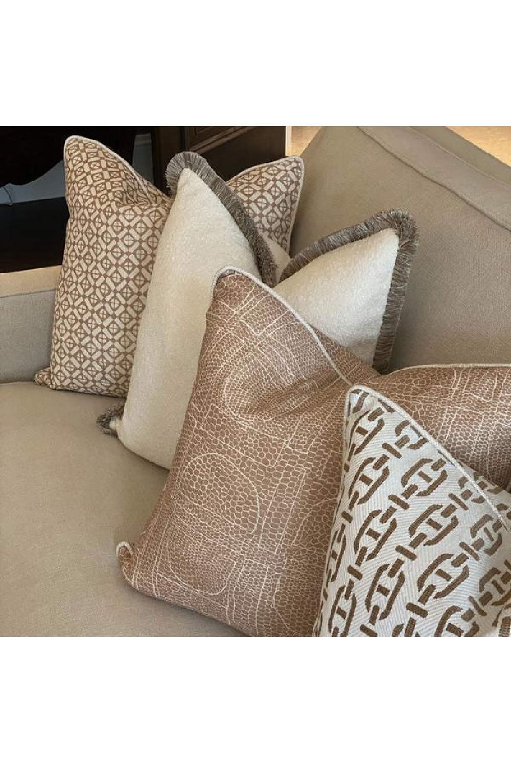 Boucle Fringed Square Cushion | Andrew Martin Huntsman | Oroa.com