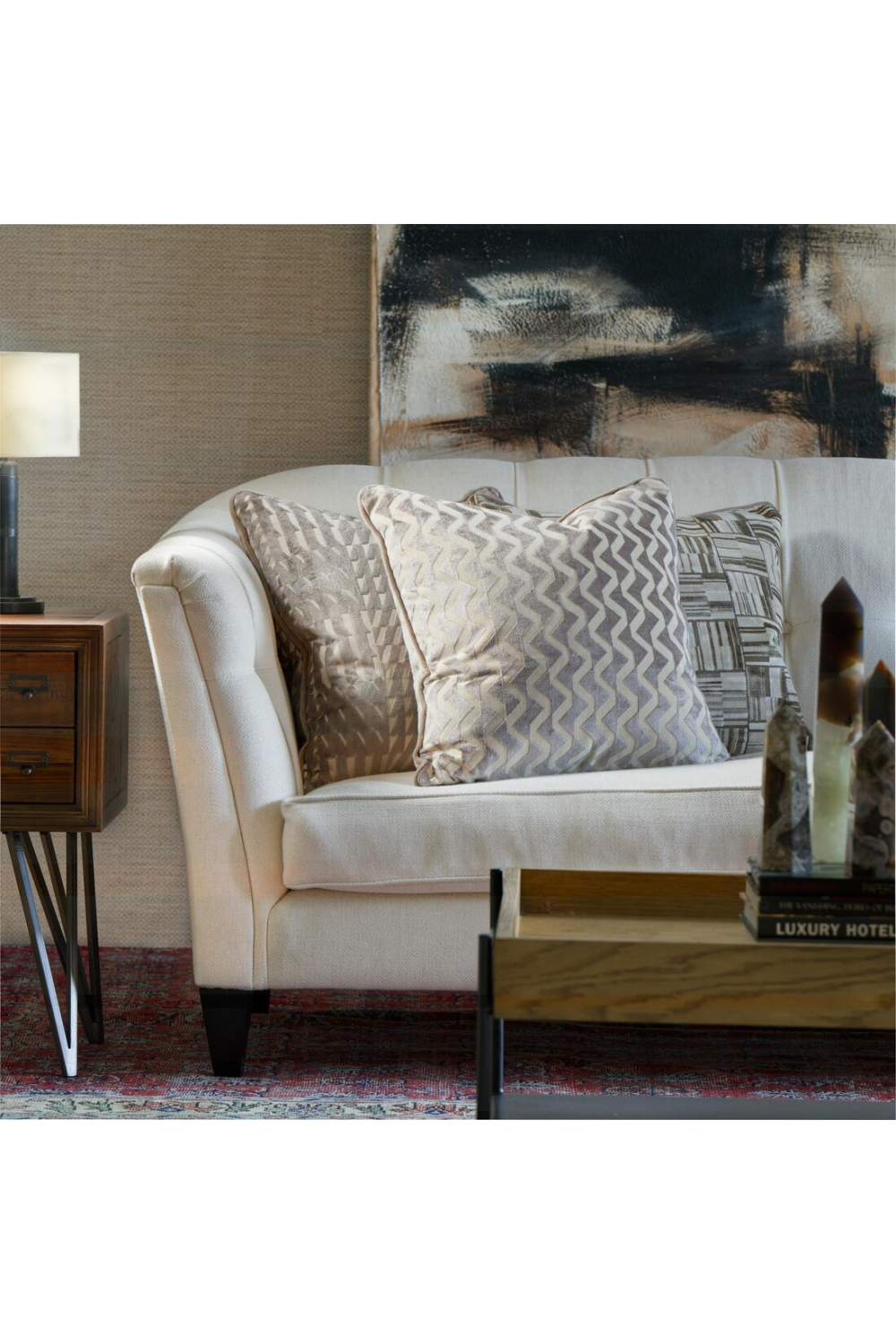 Wavy Epingle Velvet Cushion | Andrew Martin Hudson | Oroa.com