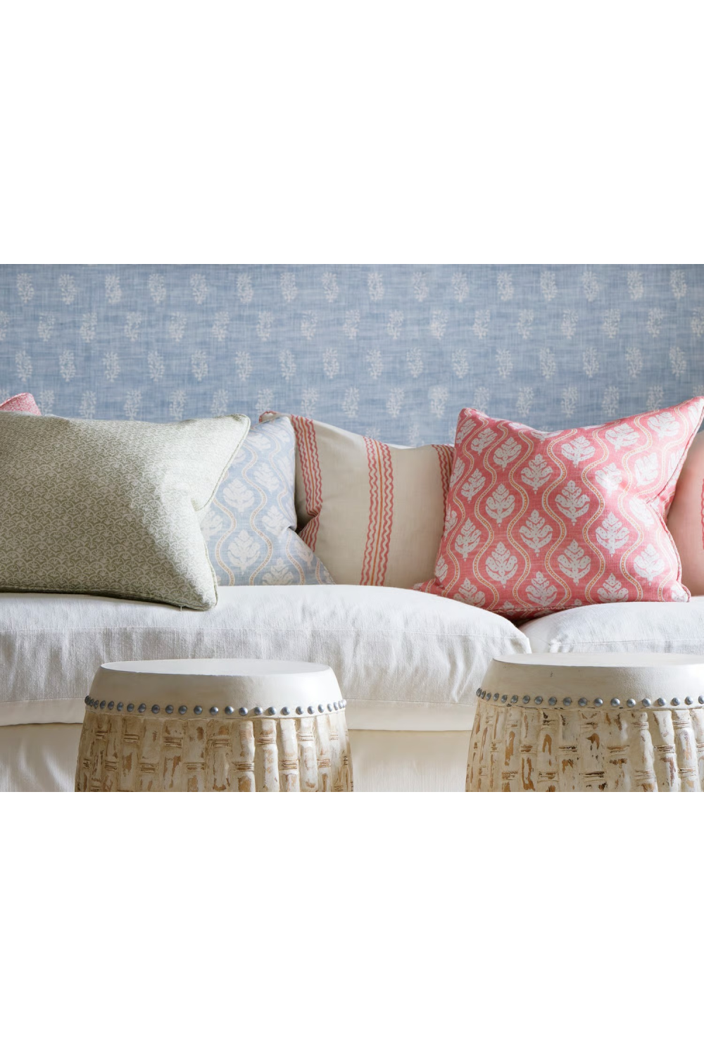 Wavy Stripes Linen Cushion | Andrew Martin Rhubarb | Oroa.com