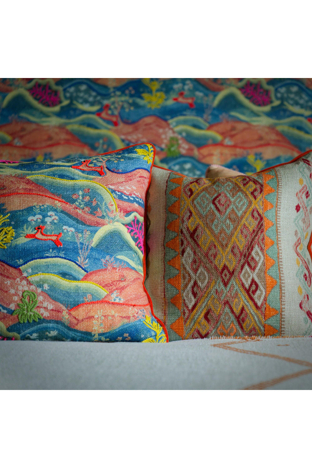 Painterly Embroidered Cushion | Oroa.com