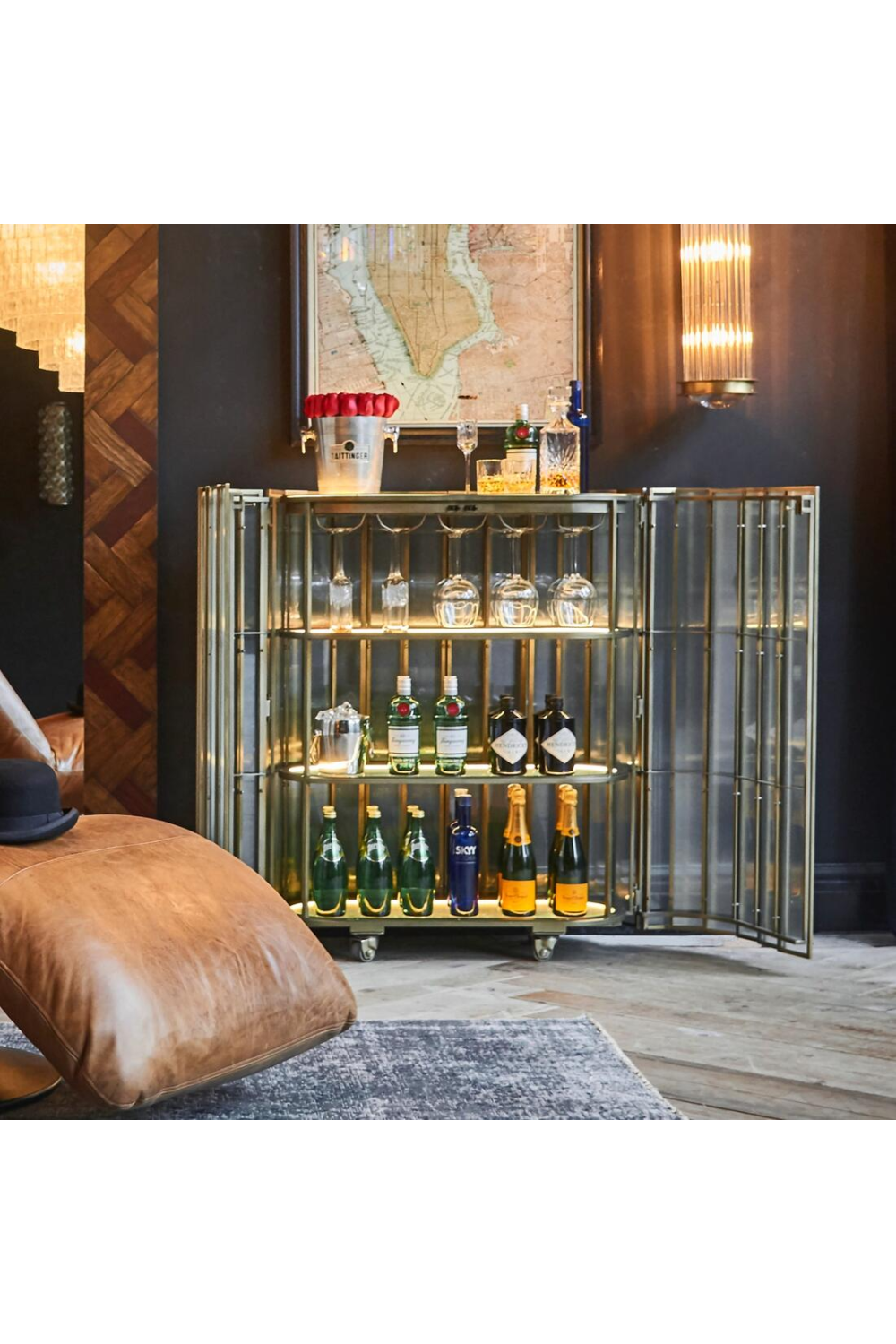 Glass Panel Bar Cabinet | Andrew Martin Shimmer | Oroa.com