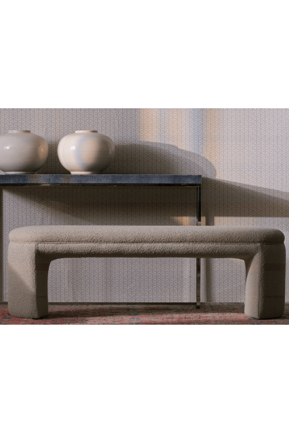 Bouclé Upholstered Bench Ottoman | Andrew Martin Tilda | Oroa.com