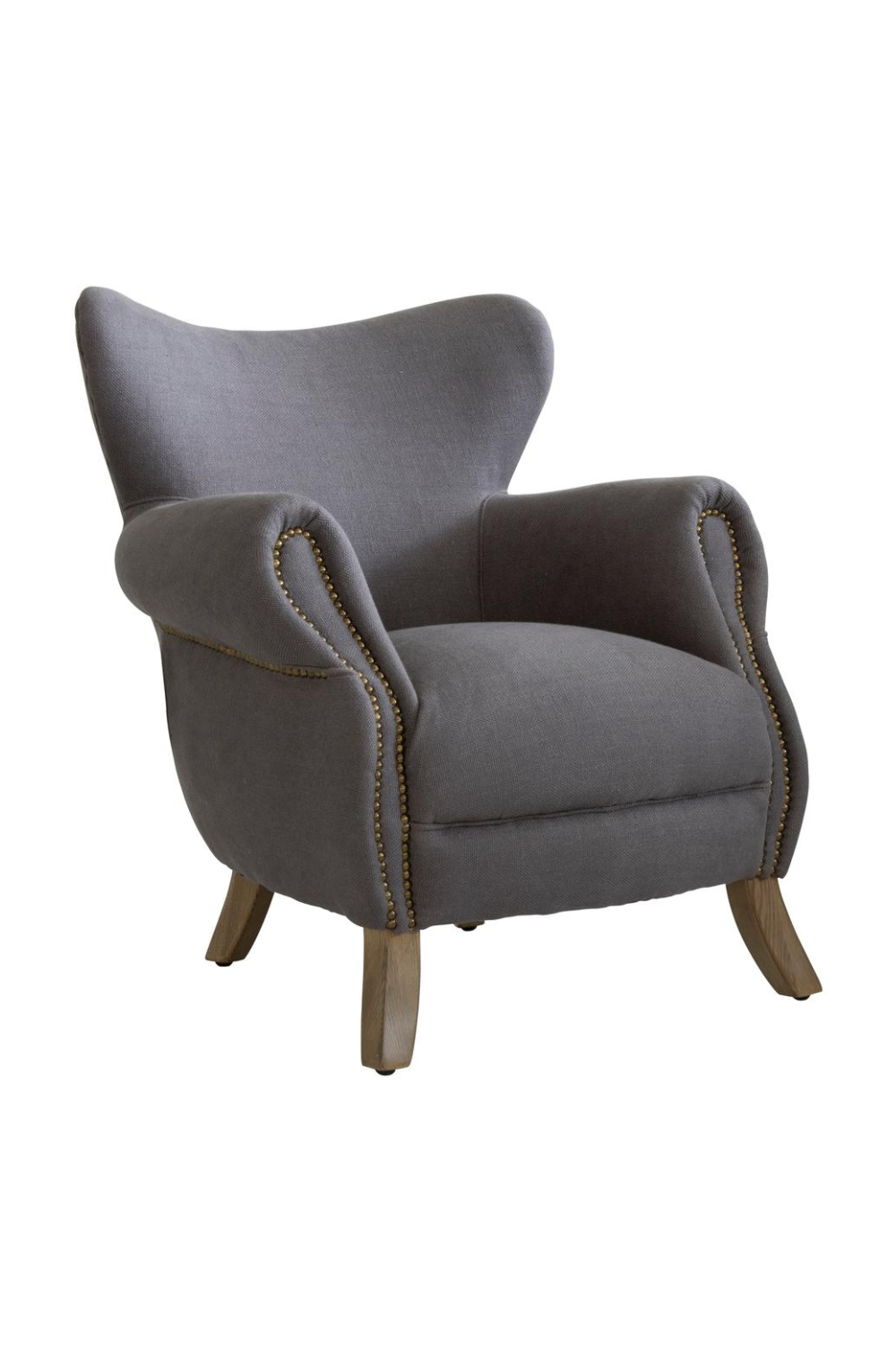 Gray Linen Studded Armchair | Oroa.com