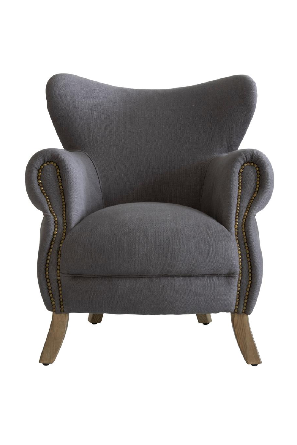Gray Linen Studded Armchair | Andrew Martin Scholar | Oroa.com