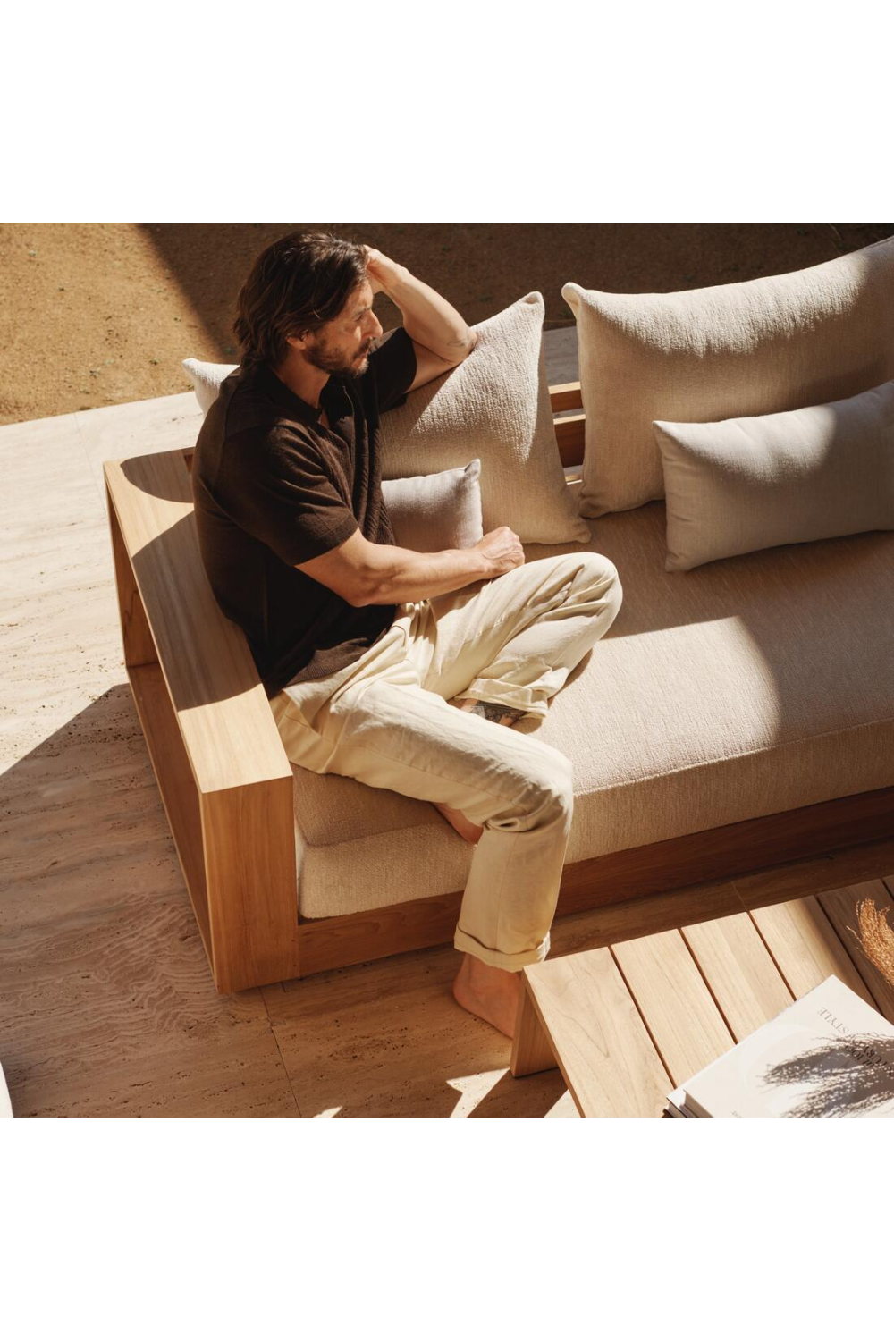 Outdoor Slatted Teak Coffee Table | Andrew Martin Bora | Oroa.com