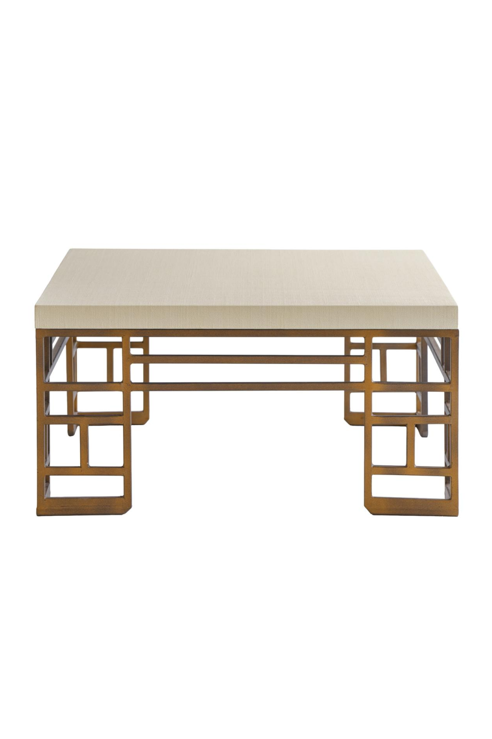 Cream Linen Brass Coffee Table | Andrew Martin Minerva | Oroa.com