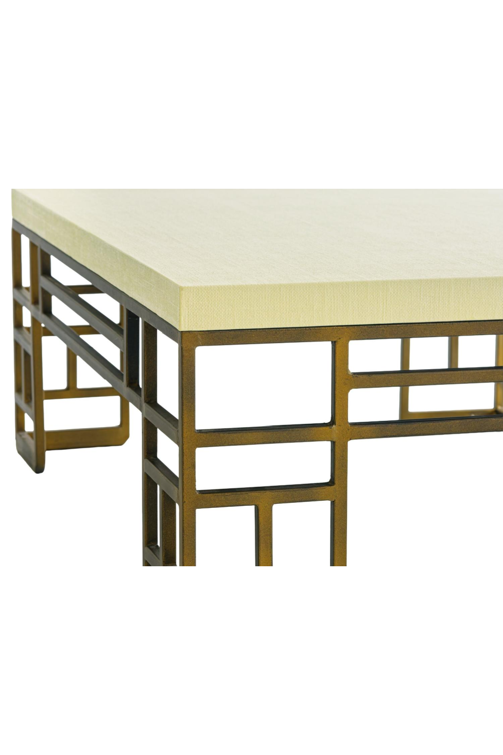 Cream Linen Brass Coffee Table | Andrew Martin Minerva | Oroa.com
