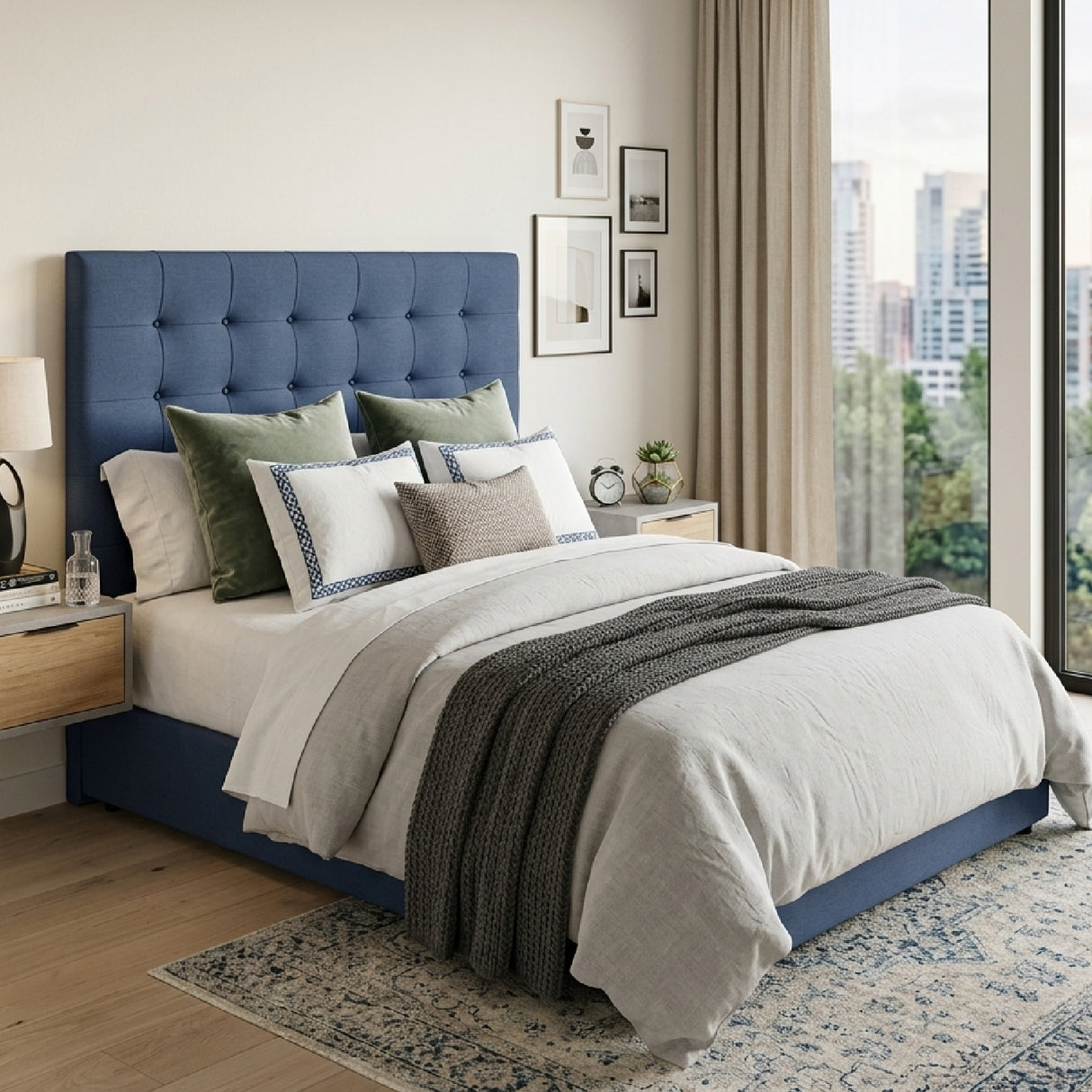 Blue Quilted Headboard | Oroa.com