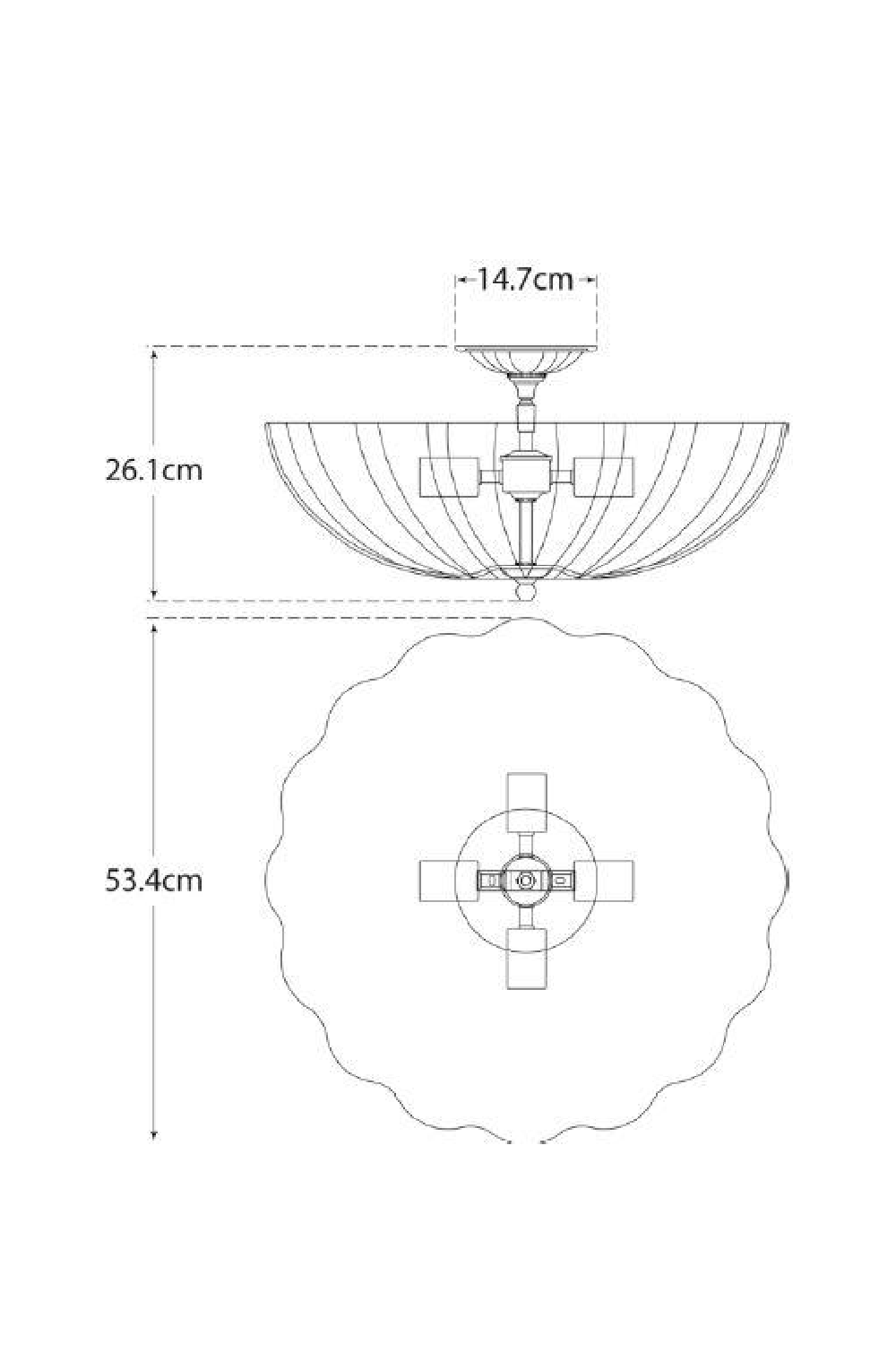 Scalloped Glass Bowl Ceiling Lamp | Andrew Martin Rosehill | Oroa.com