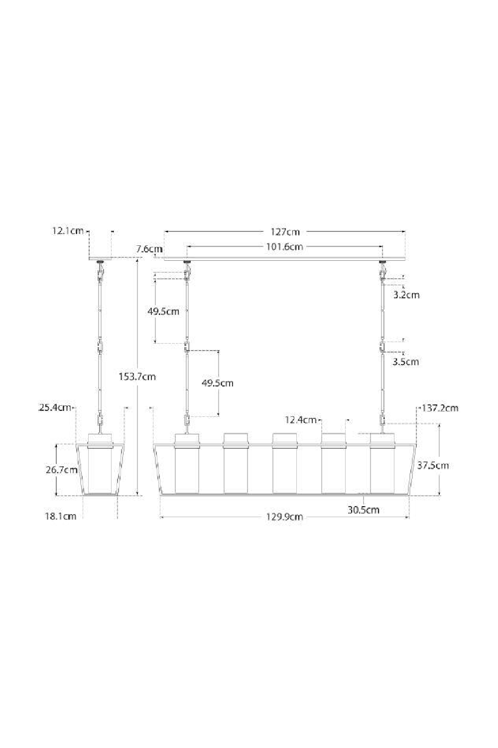 5-Light Linear Pendant Lamp | Andrew Martin Presidio | Oroa.com