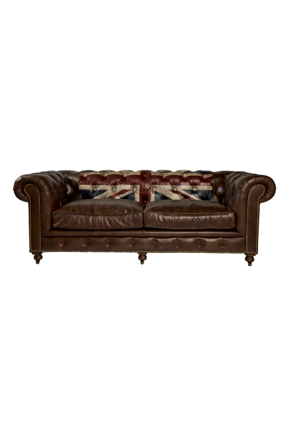 Dark Brown Leather Union Jack Sofa | Andrew Martin Rebel | OROA