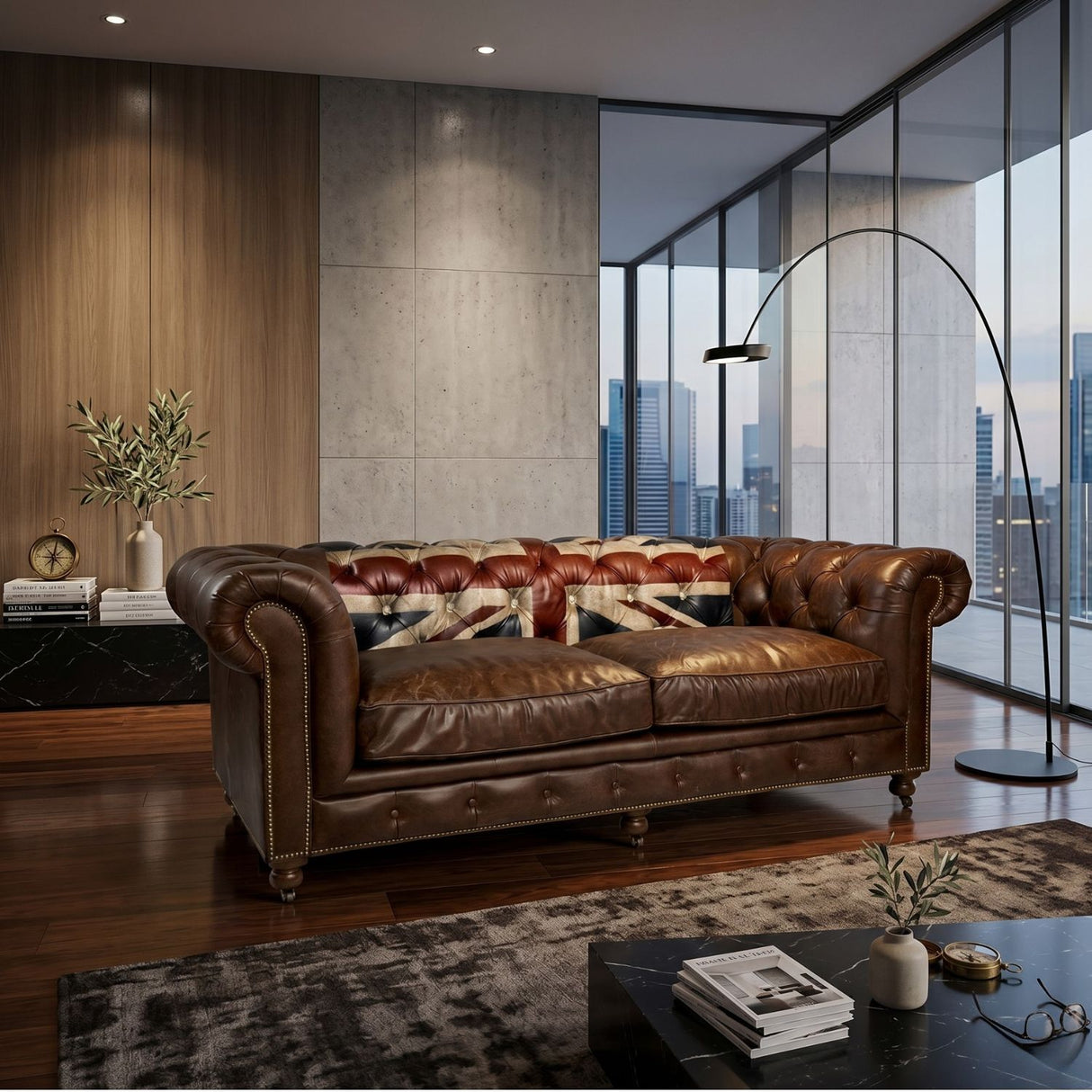 Dark Brown Leather Union Jack Sofa | Oroa.com