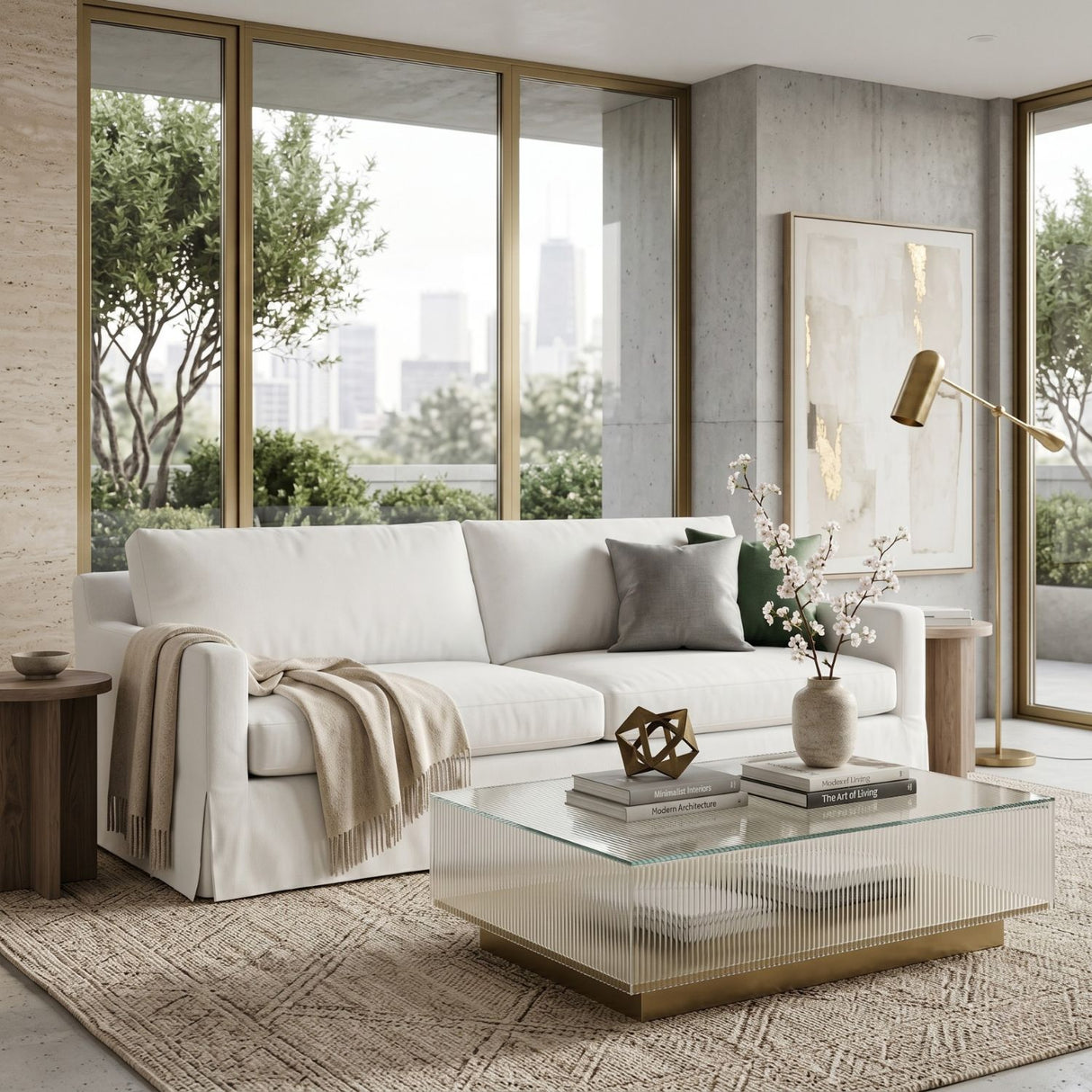 White Linen Classic Sofa | Oroa.com