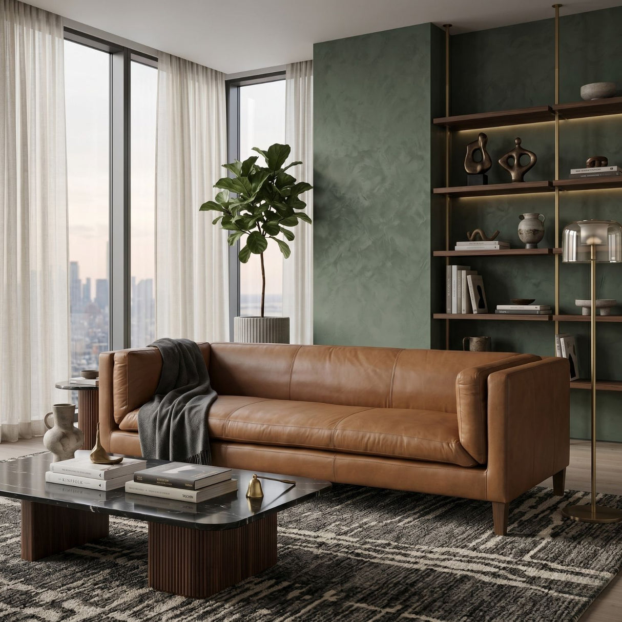 Brown Leather Sofa | Oroa.com