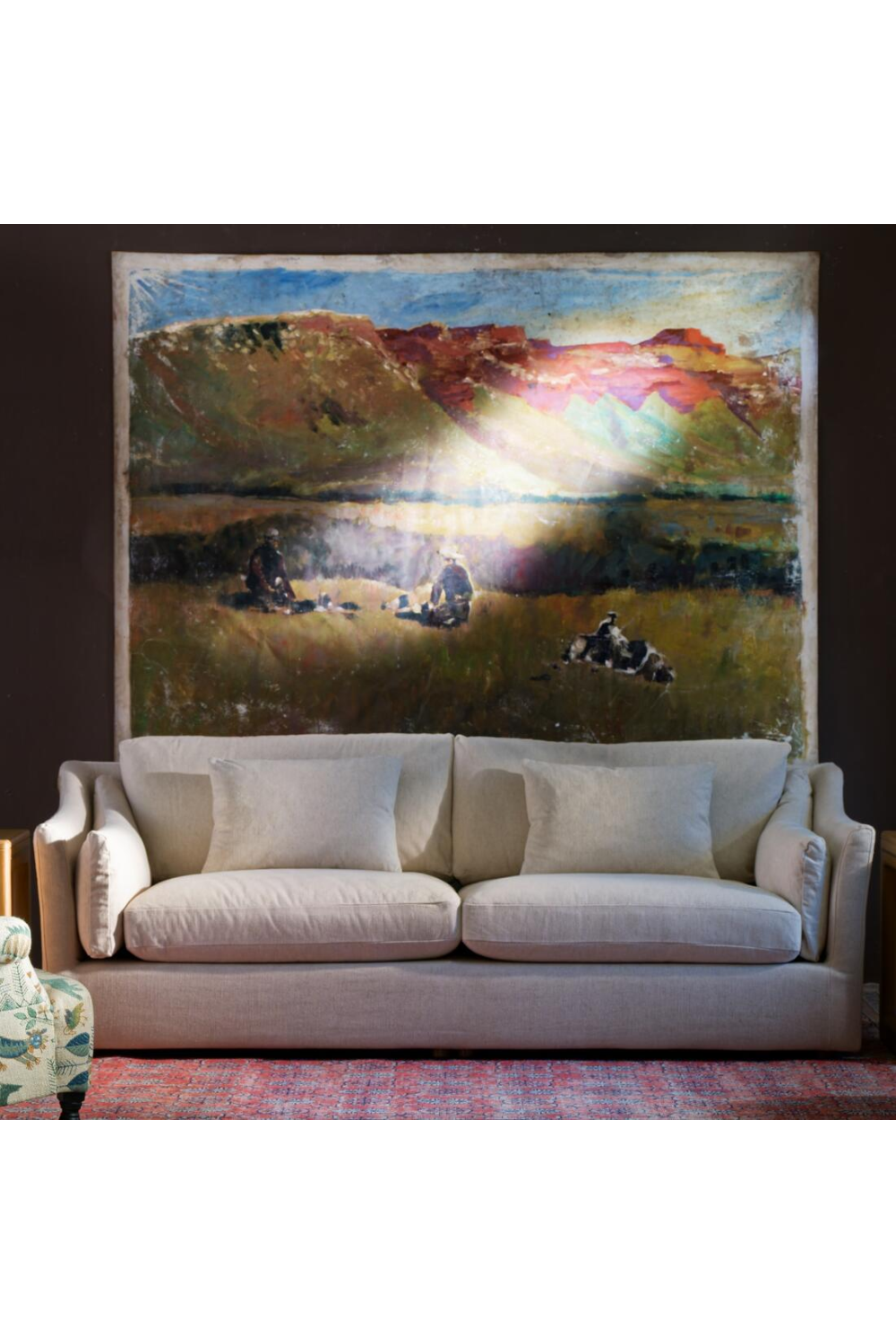 Linen 4-Seater Sofa | Andrew Martin Lagoon | Oroa.com