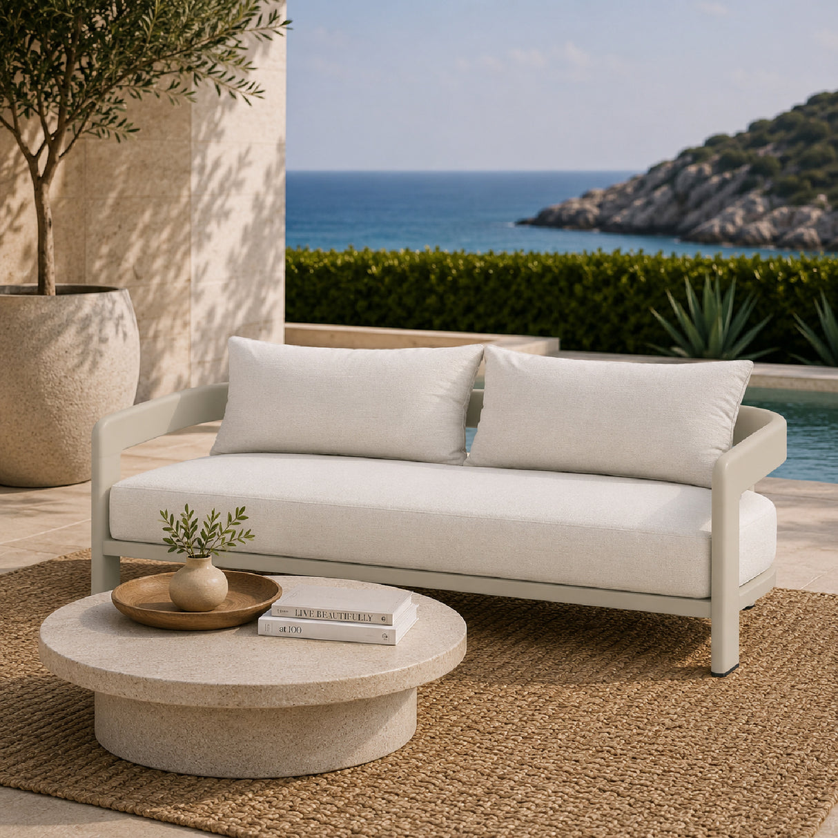 Outdoor White Aluminium Sofa | Oroa.com