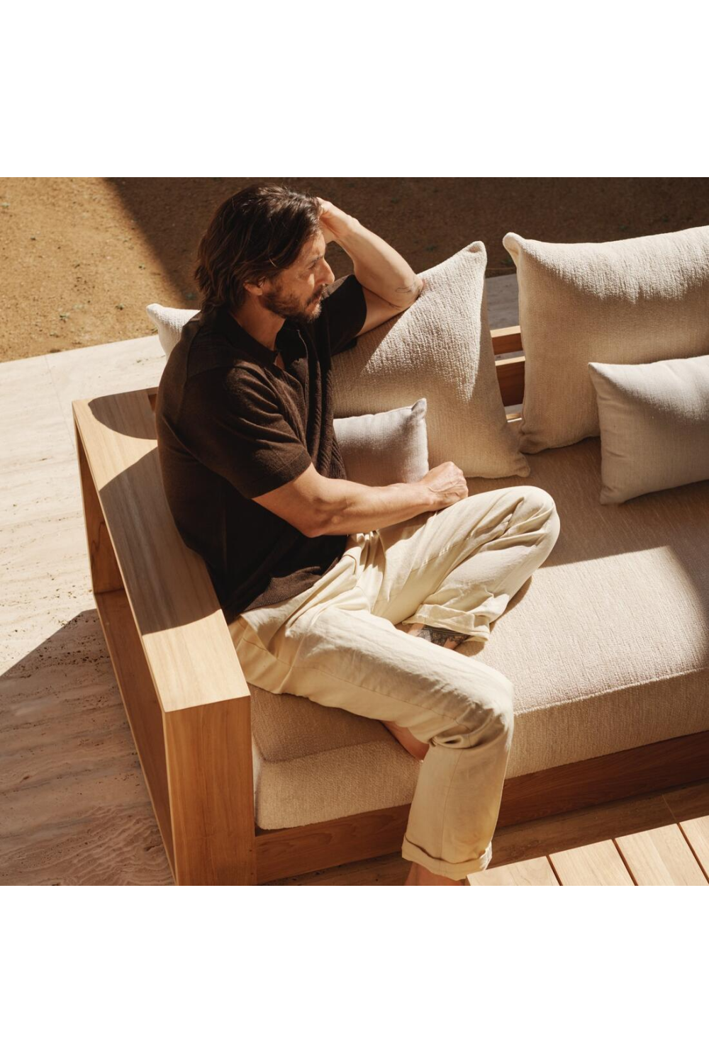 Outdoor Teak 3-Seater Sofa | Andrew Martin Bora | Oroa.com