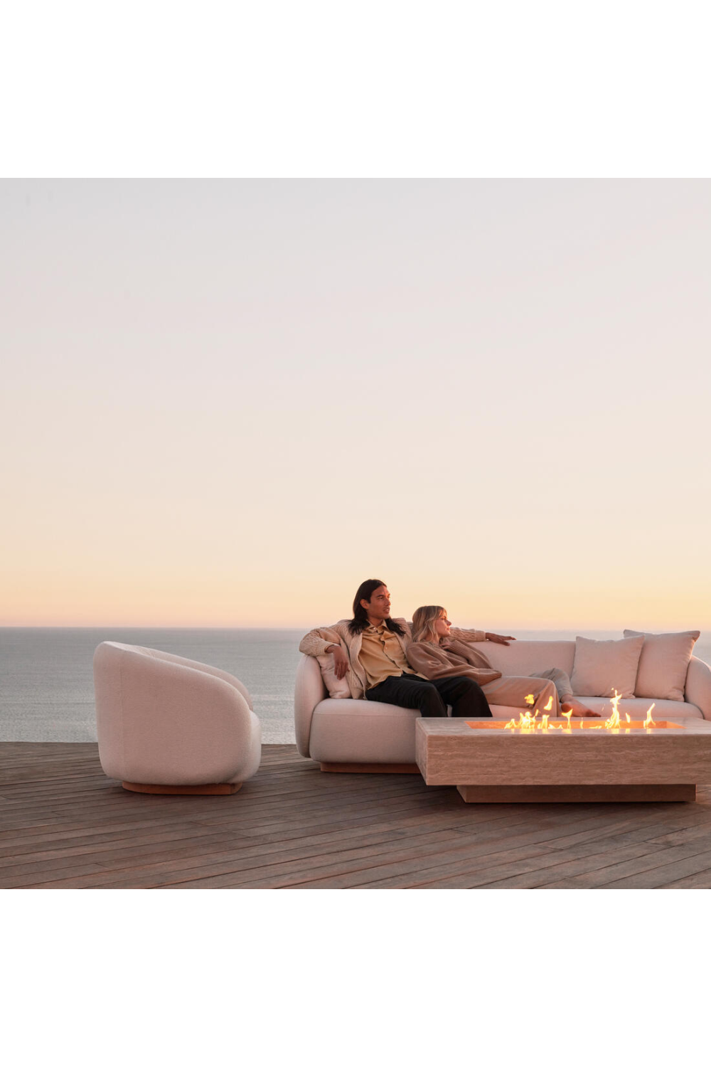 Ivory Outdoor 3-Seater Sofa | Andrew Martin Como | Oroa.com