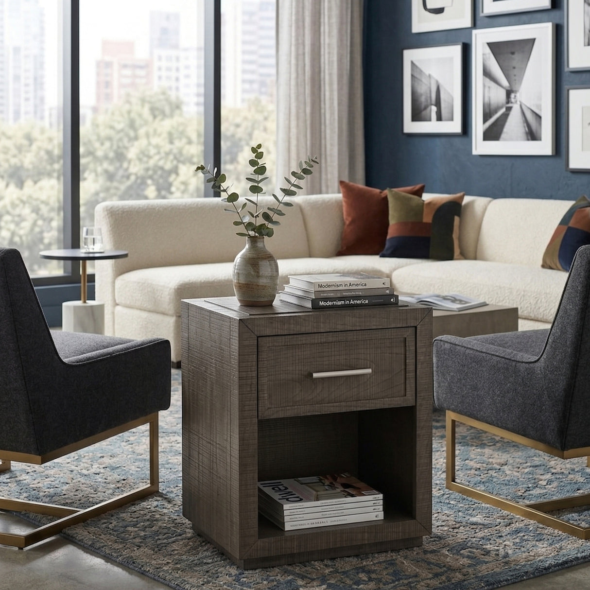 Gray Wooden Bedside Table S | Oroa.com