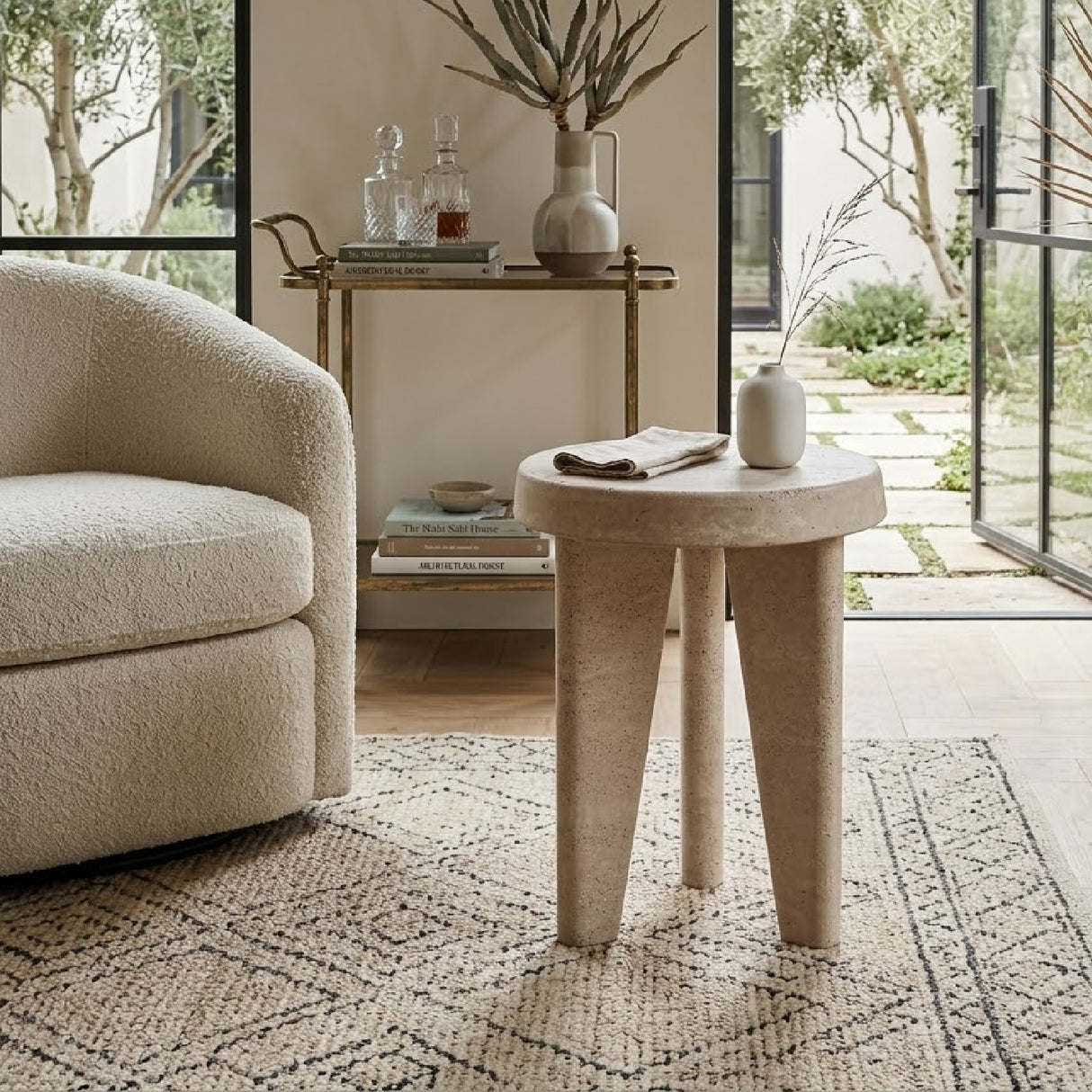 Travertine Outdoor Side Table | Oroa.com