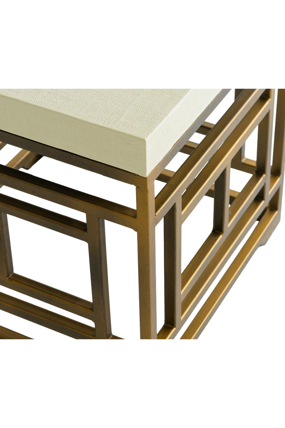 Cream Linen Brass Side Table | Andrew Martin Minerva | Oroa.com