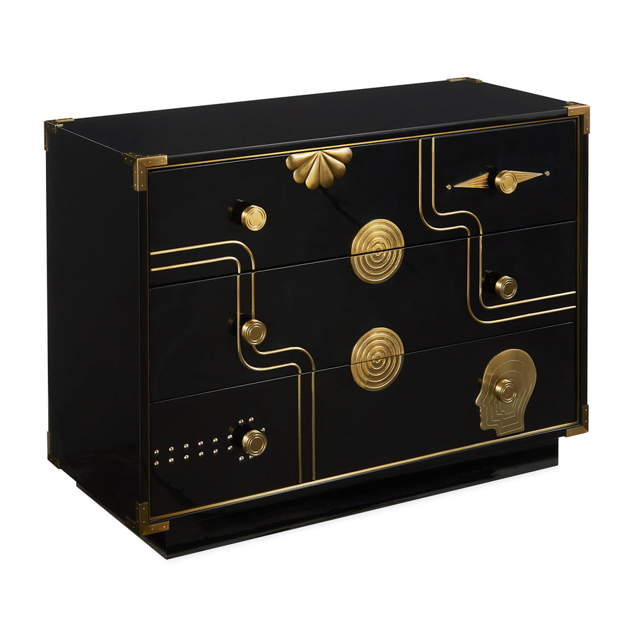 Gold Accent 3-Drawer Chest | Jonathan Adler Gala | Oroa.com