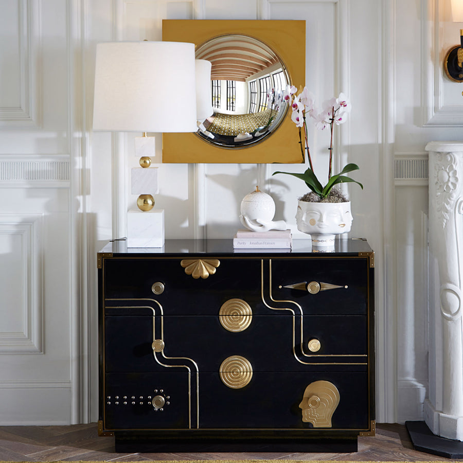 Gold Accent 3-Drawer Chest | Jonathan Adler Gala | Oroa.com