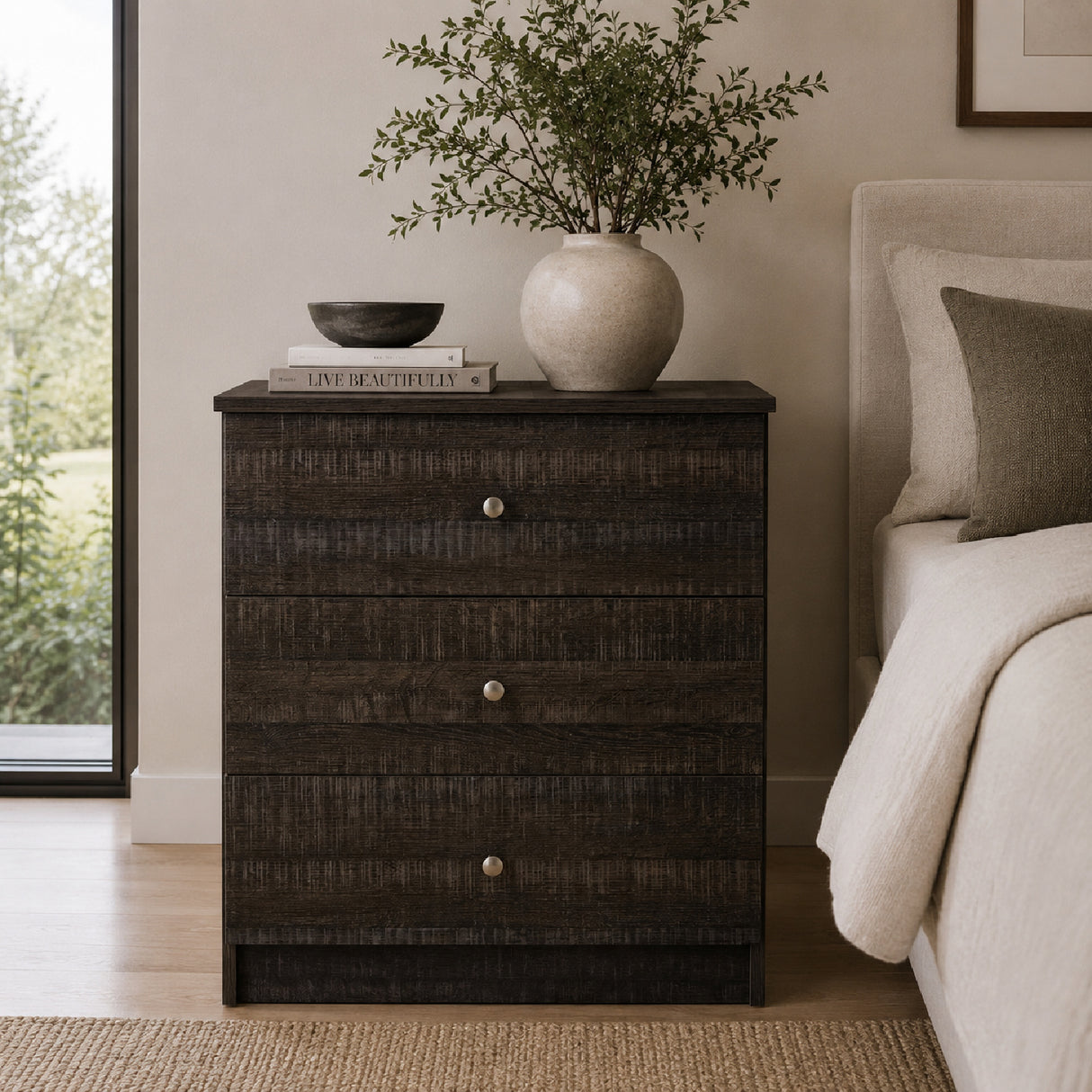 Modern European furniture - Brown Wooden 3-Drawer Chest - www.oroa.com | Oroa.com