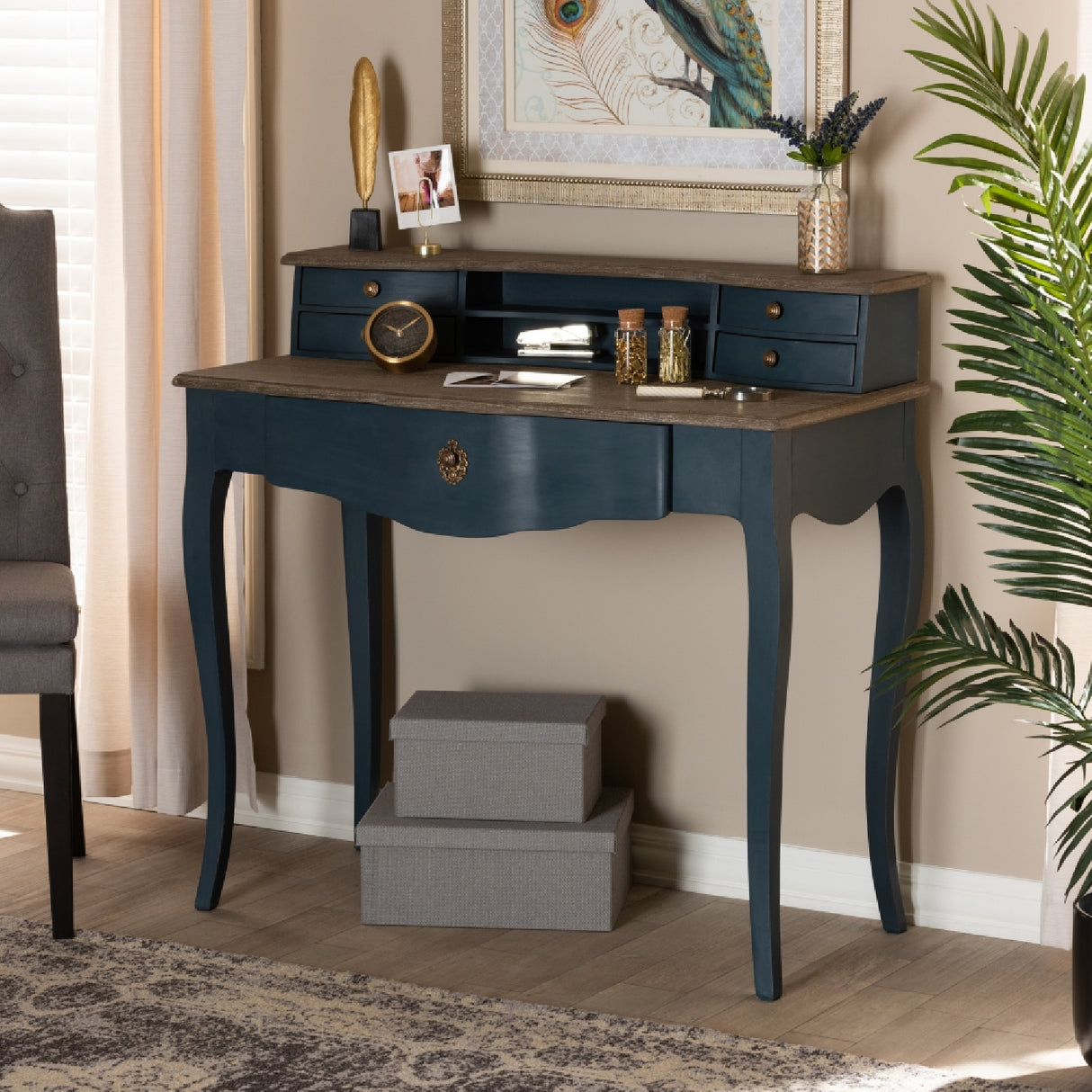 Modern European furniture - Blue Wooden Accent Writing Desk - www.oroa.com | Oroa.com