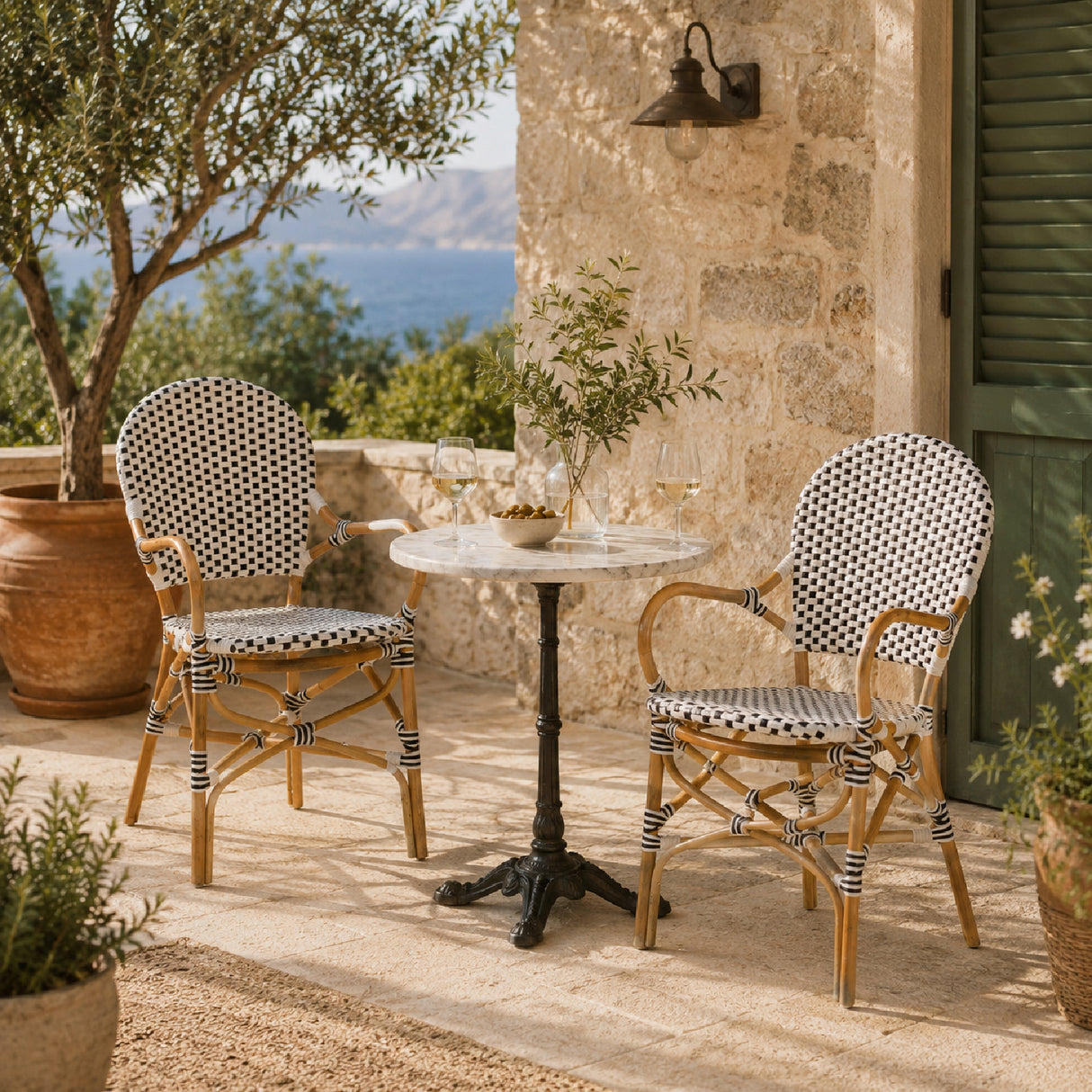 Contract furniture - Indoor Outdoor Two Toned Weaving Bistro Chairs 2 - www.oroatrade.com | Oroa.com