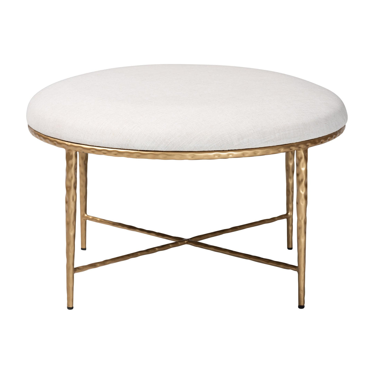 Modern European furniture - White Padded Round Cocktail Ottoman - www.oroa.com | Oroa.com