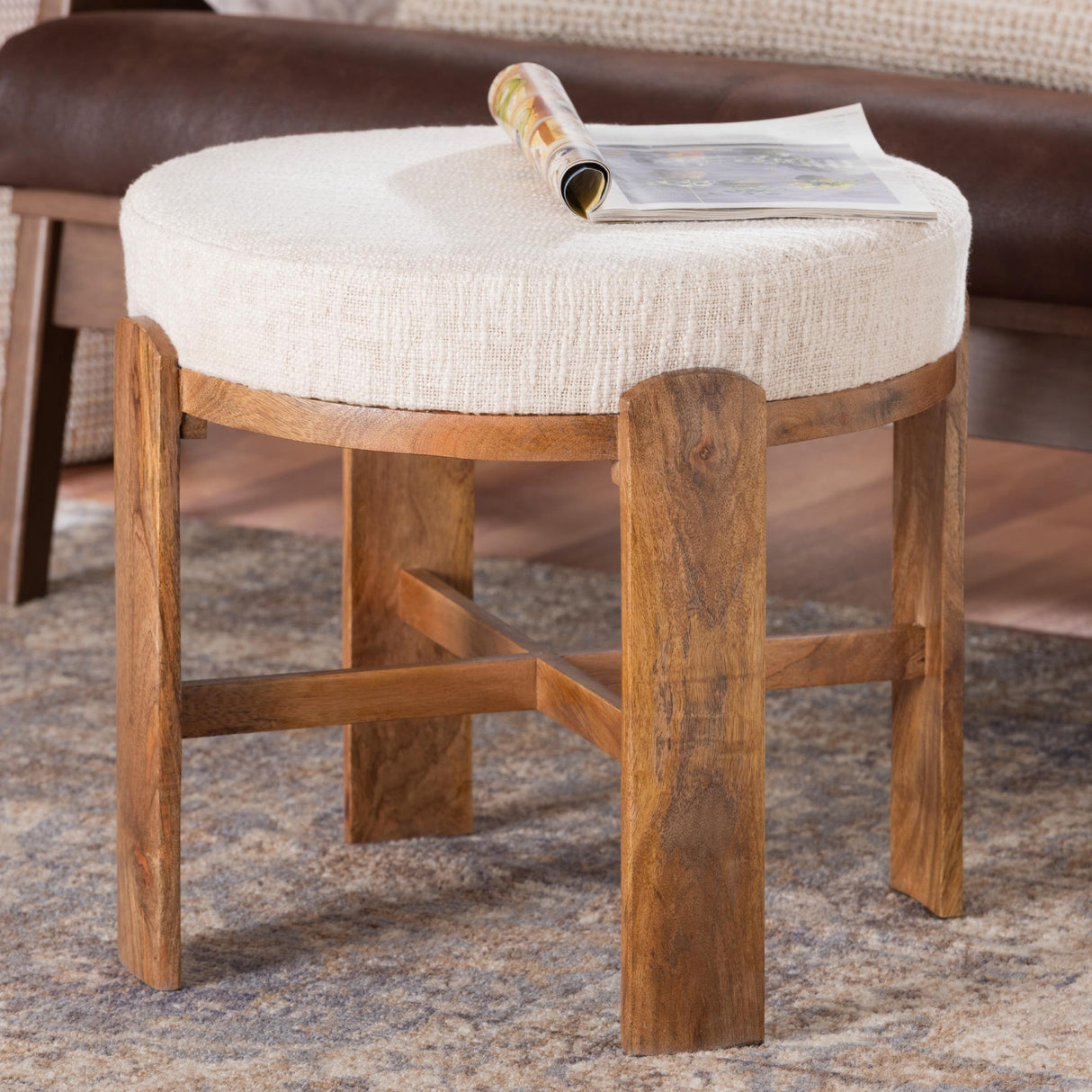 Round Fabric Cushioned Ottoman | Oroa.com