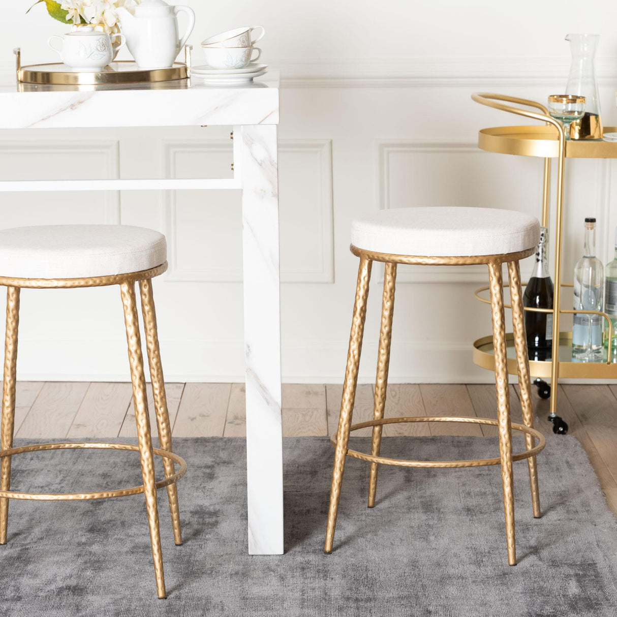Modern European furniture - Hand-forged Metal Padded Counter Stool - www.oroa.com | Oroa.com