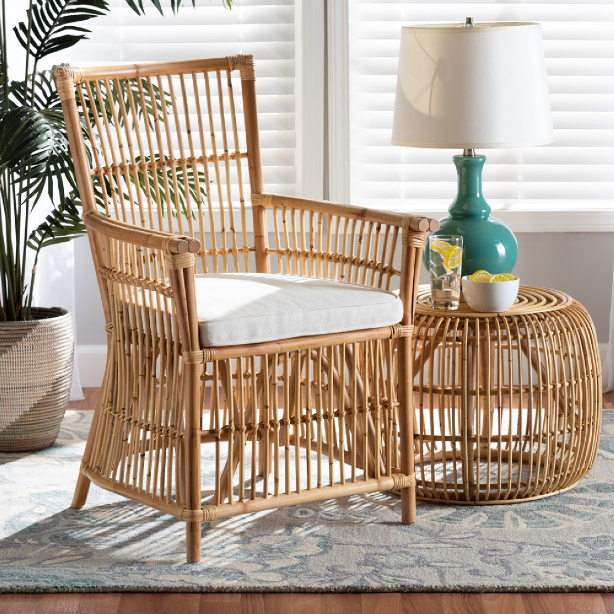 Modern European furniture - Padded Seat Rattan Accent Chair - www.oroa.com