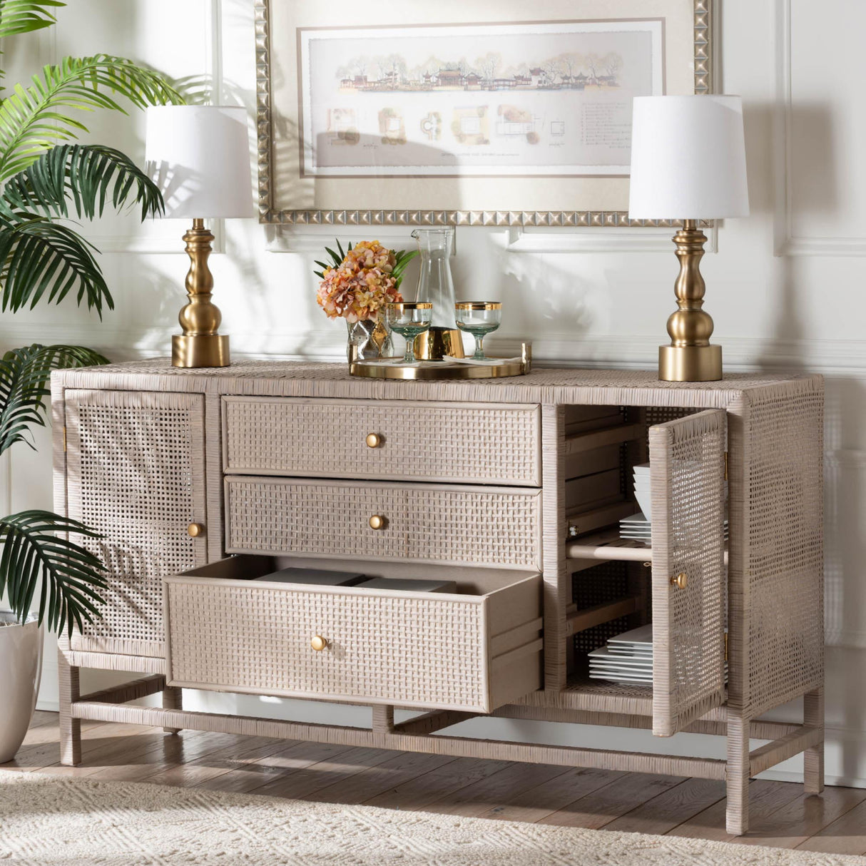 Modern European furniture - Gray Rattan 3-Drawer Cabinet - www.oroa.com | Oroa.com